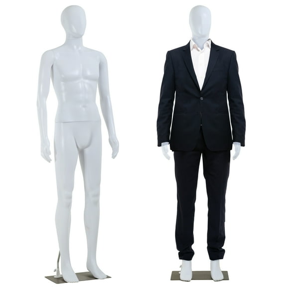 YRLLENSDAN Mannequin Torso Manikin Dress Form Male 73" Adjustable Detachable Realistic Full Body Mannequin Model Display with Metal Base Plastic Head Turns Poseable Adult Dummy Mannequin Stand, White