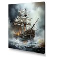thumbnail image 2 of Designart "Ghostly Pirate Ship In Stormy Seas" Pirate Canvas Wall Art, 2 of 7