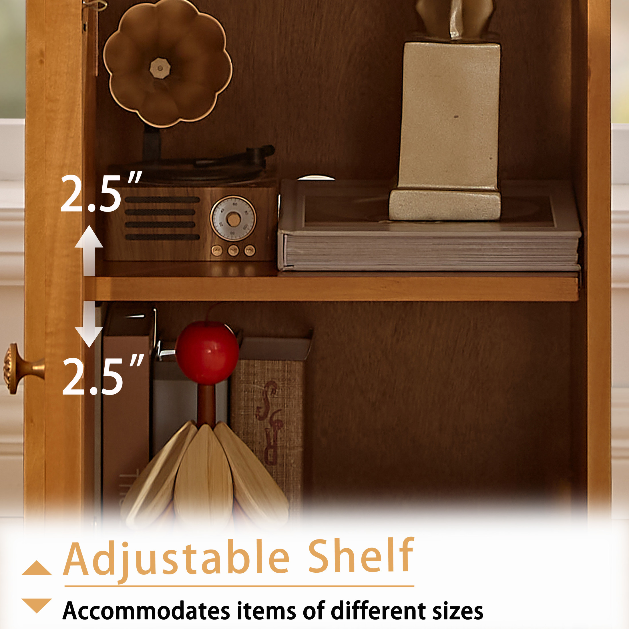 GDF Studio 27" Tall Mid-Century Modern Floor Cabinet with Door & Adjustable Shelf, Walnut