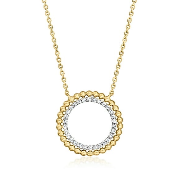 Ross-Simons 0.25 ct. t.w. Diamond Beaded Eternity Circle Necklace in 18kt Gold Over Sterling, Women's, Adult