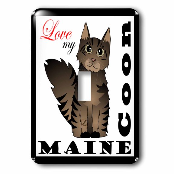 3dRose, Love My Maine Coon Cat - Brown Tabby, single toggle switch