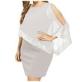 thumbnail image 1 of Women Plus Size Cold Shoulder Overlay Asymmetric Chiffon Strapless Sequins Dress, 1 of 2