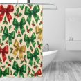 thumbnail image 2 of Bathroom Partition Shower Curtain 72x72in Bathroom Special Waterproof Mildew Resistant High Temperature With 12 Iron Hooks Festive Holiday Ribbon Bow Pattern, 2 of 7