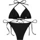 thumbnail image 2 of Traje de baño para mujer, conjunto de bikini triangular, con lazo lateral, ropa de playa Negro - G Negro - G Xishao ropa, 2 of 2