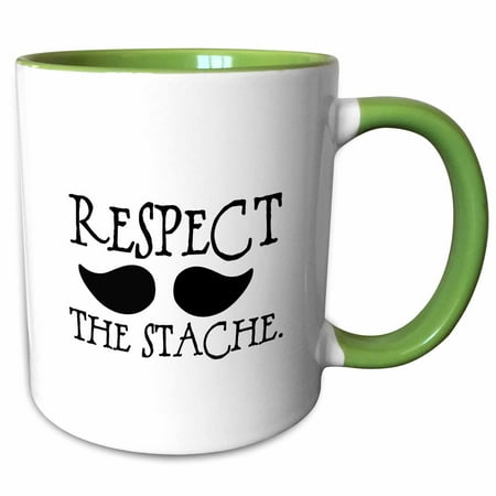 

3dRose Respect the Stache - Two Tone Green Mug 11-ounce