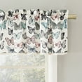 thumbnail image 3 of No. 918 Magdalena Butterfly Print Embroidered Trim Semi-Sheer Rod Pocket Curtain Valance, 54"x18", Blue, 3 of 5