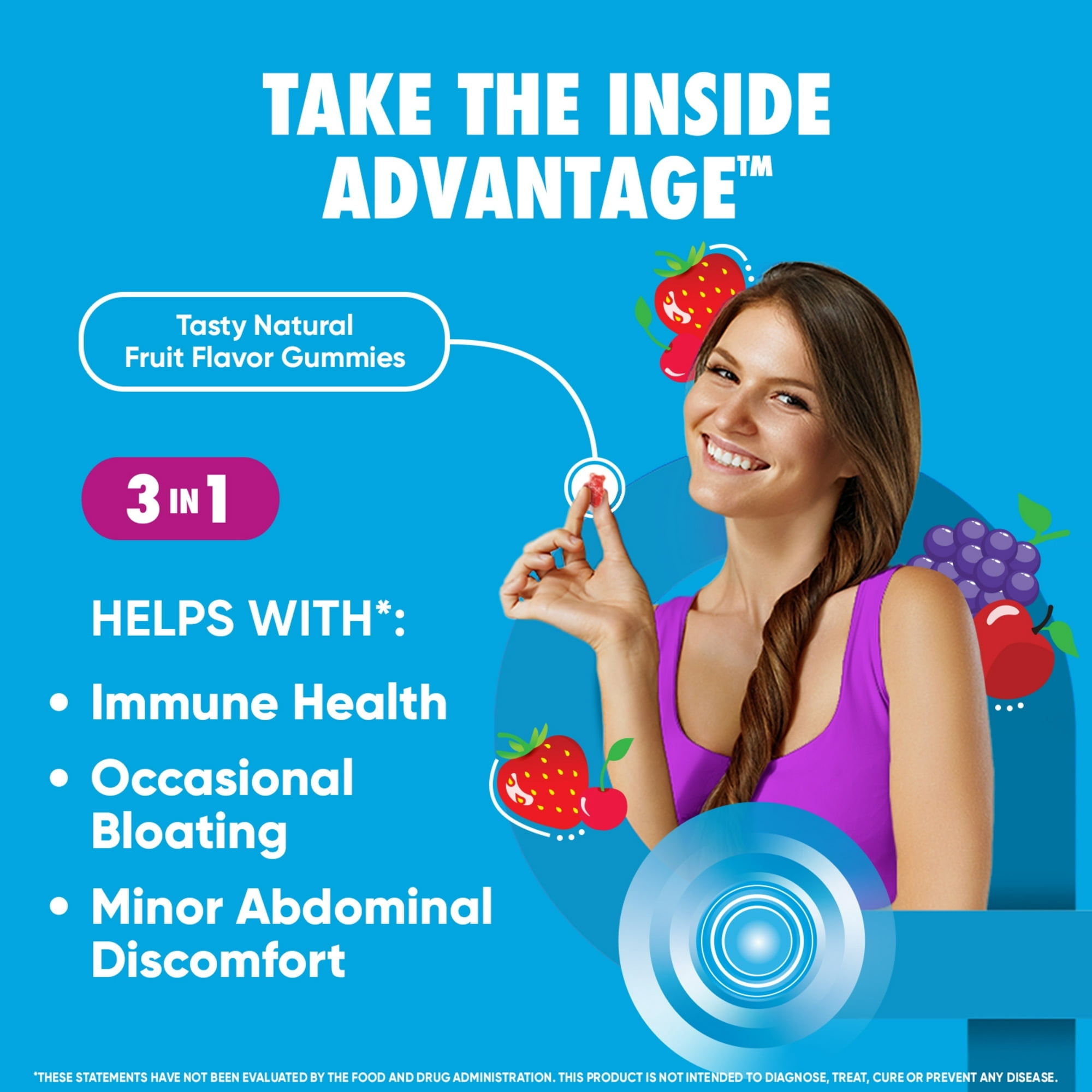 Digestive Advantage Gummies for Digestive Health, Daily Probiotics for Women & Men, Support for Occasional Bloating, Minor Abdominal Discomfort & Gut Health, Superfruit Flavor, 90 Count (Pack of 2)