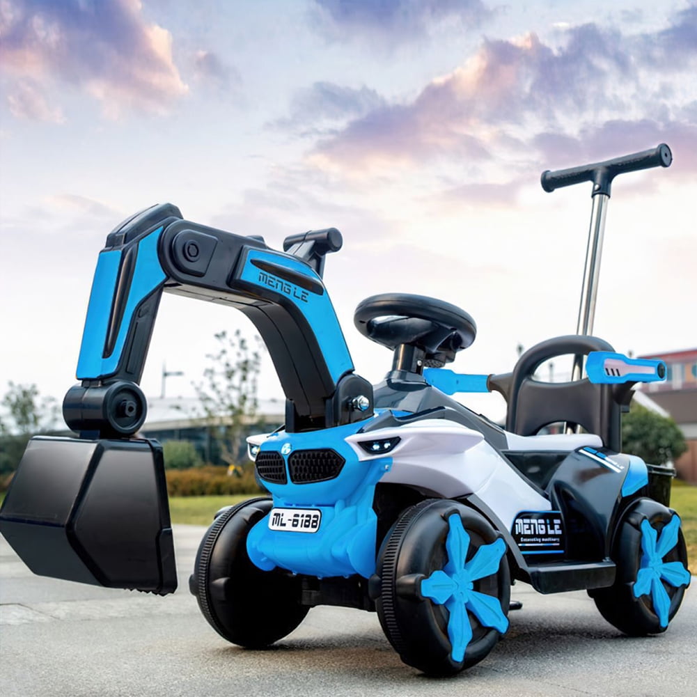 Kepooman Kids Battery Powered Excavator with Pushing Handle, Ride On Toy with Manual Digging Arm, Blue Kepooman Kids Battery Powered Excavator with Pushing Handle, Ride On Toy with Manual Digging Arm, Blue