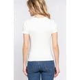 thumbnail image 4 of Saronite Basic Cotton Ribbed Knit Crew Neck Short Sleeve Top, Off White (Women's), 4 of 4