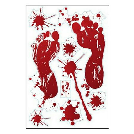 ZEDWELL Halloween Blood Handprint Blood Footprint Sticker Horror Decoration Sticker Festival Party Supplies