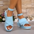thumbnail image 7 of Sandal for Women Thick Sole Sandals Women Gladiator Open Toe Summer Trendy Non-Slip Solid Color Women Footwear Comfortable Ankle Strap Walking Beach Shoes Sky Blue 5.5, 7 of 7