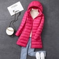 thumbnail image 1 of Chaqueta de plumón ligera de otoño e invierno para mujer, plumón de pato blanco largo, versión coreana, abrigo ligero y delgado, abrigo, sombrero, 1 of 6