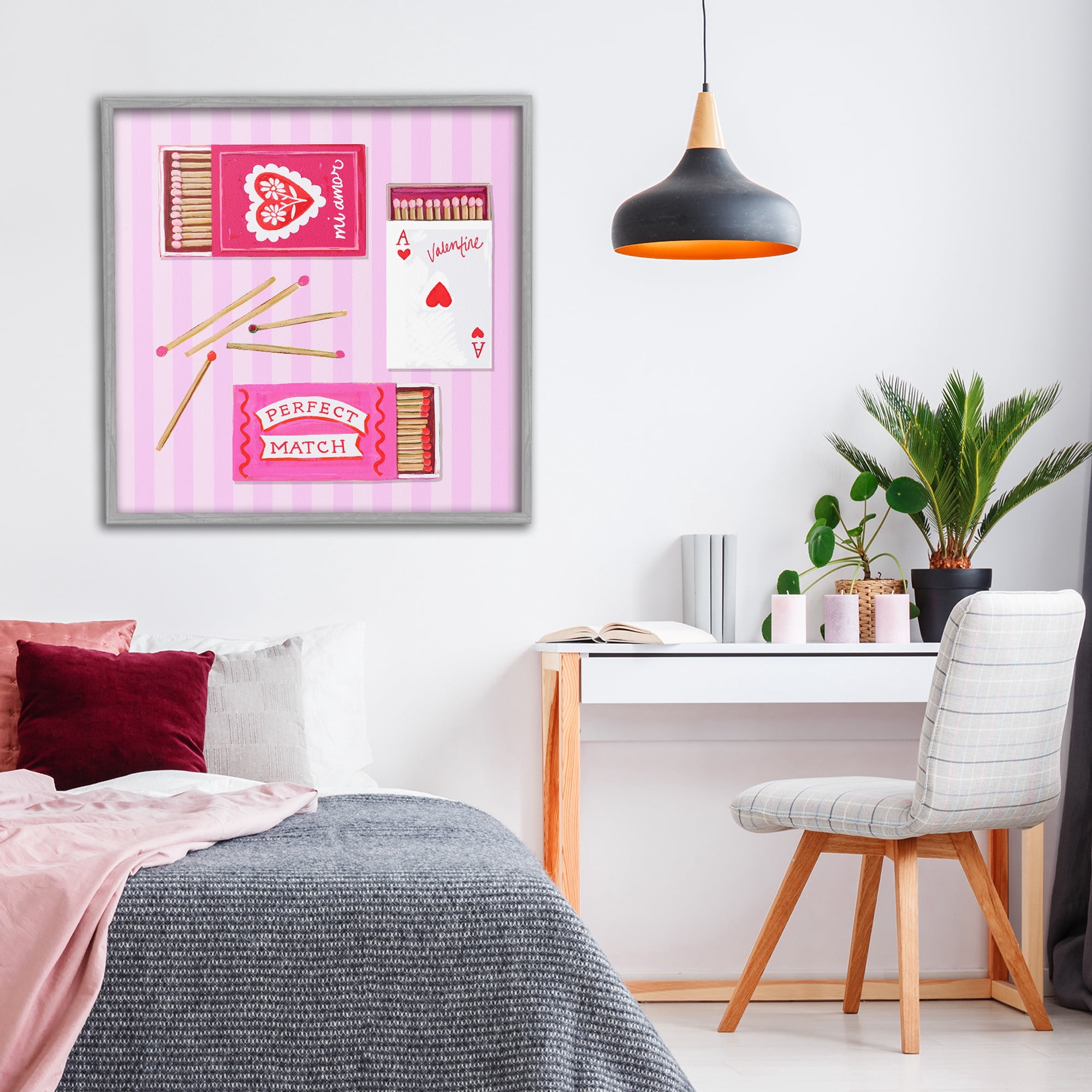 Stupell Industries Romantic Valentine's Matchboxes Gray Framed Giclee Art, design by Rachael Reese