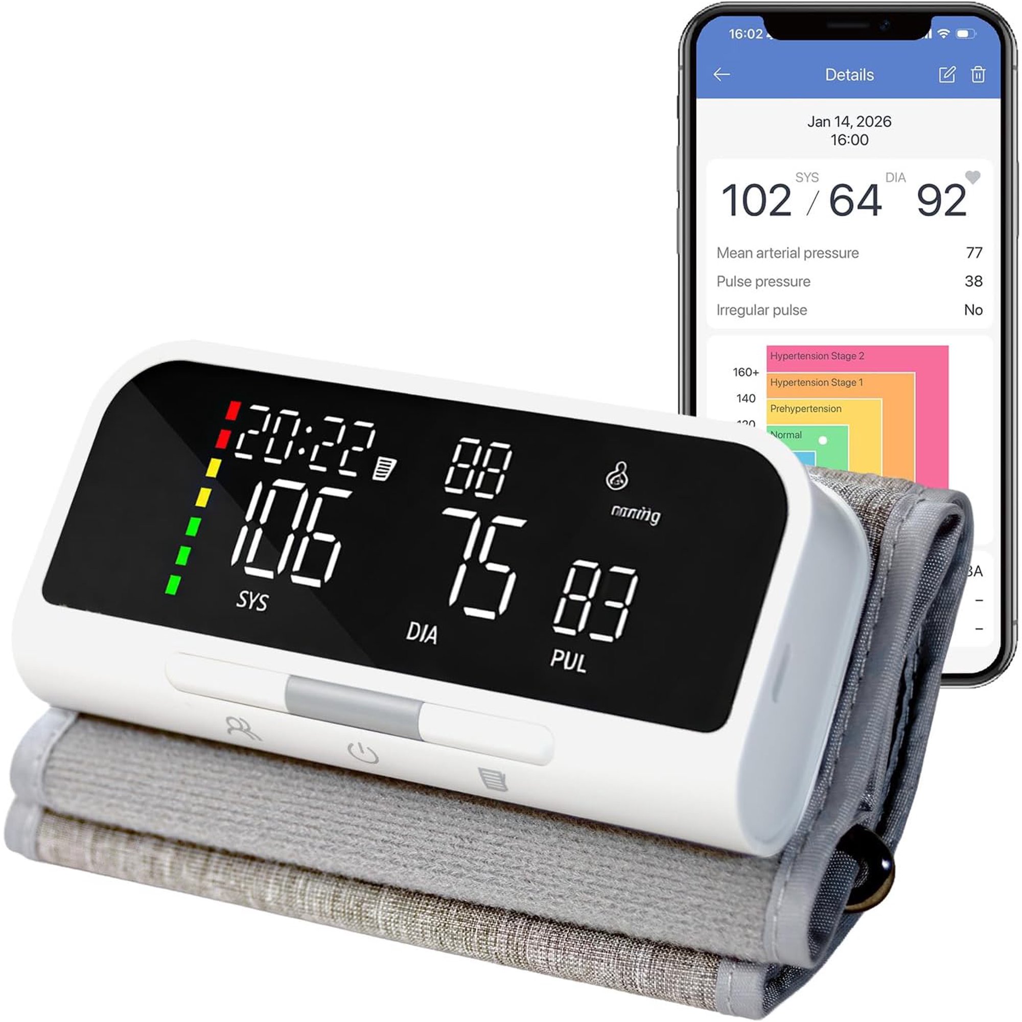 @AL21 Bluetooth Blood Pressure Monitor Upper Arm - Rechargeable Automatic BP Machine for Home Use, Accurate Digital Smart Wireless Kit with Large Cuff (8.7-16.5"), App Data Sync, 2 Users