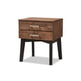 thumbnail image 2 of Baxton Studio Selena Mid-Century Modern Brown Wood 2-Drawer Nightstand, 2 of 8