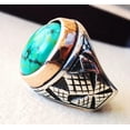 thumbnail image 5 of Tibetan Turquoise Ring, Silver Jewelry, 925 Silver Ring, Father's Day, AAA Natural Turquoise, December Birthstone Ring, Heavy Mens Ring, Spiritual Healing Gemstone, Christmas, Signet Mens Ring, 5 of 6