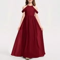 thumbnail image 4 of OGLCCG Girl's Chiffon Junior Bridesmaid Dresses Off Shoulder Floor Length Pageant Formal Dress for Teen Girls Halter Sleeveless Ball Gowns 3-14 Years, 4 of 4