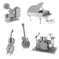 thumbnail image 2 of Rompecabezas de metal tridimensional 3D, instrumento musical, guitarra principal, bajo, piano, batería, violonchelo, modelo ensamblado, cumpleaños, 2 of 6