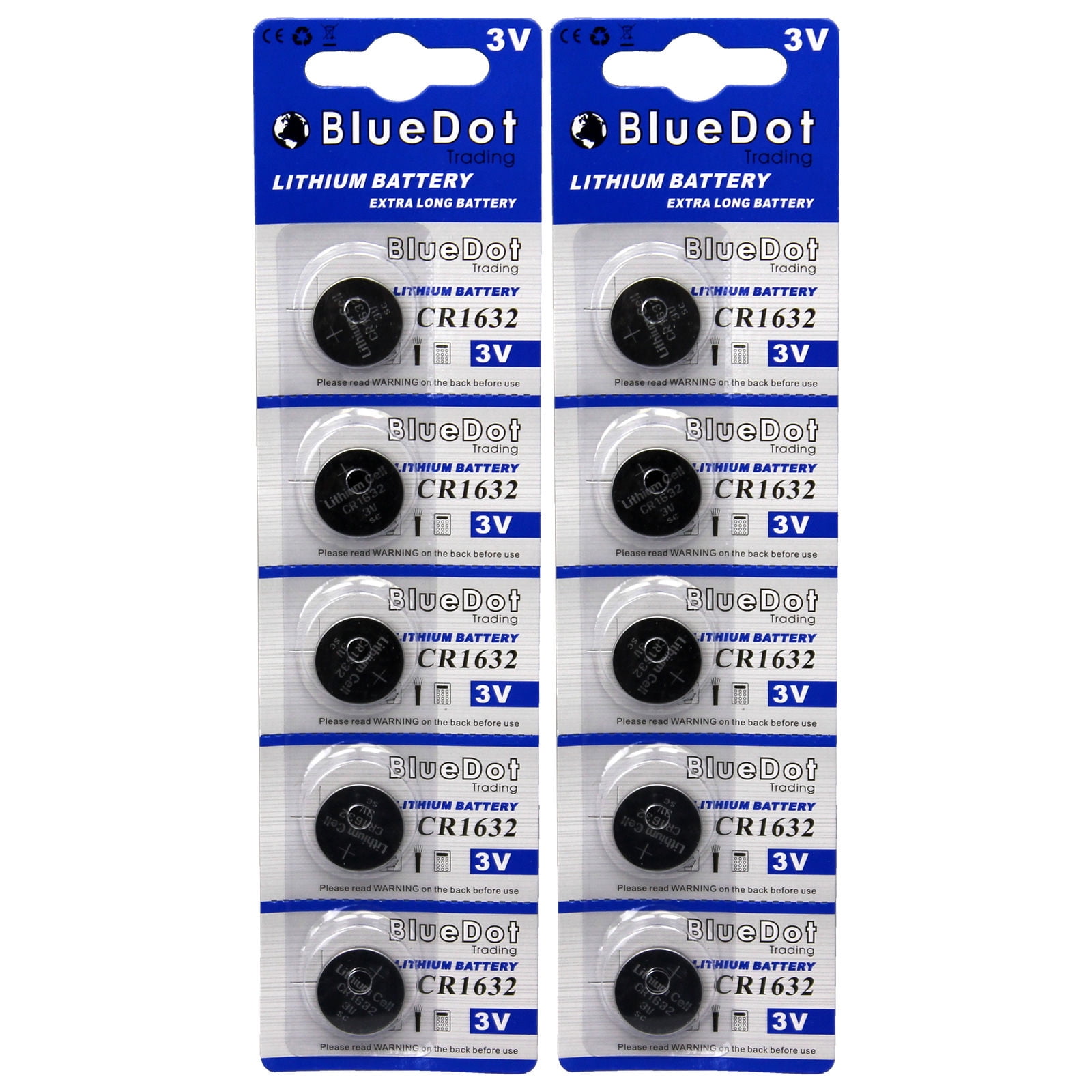 BlueDot Trading CR1632 Lithium Manganese Dioxide Button Coin Cell ...