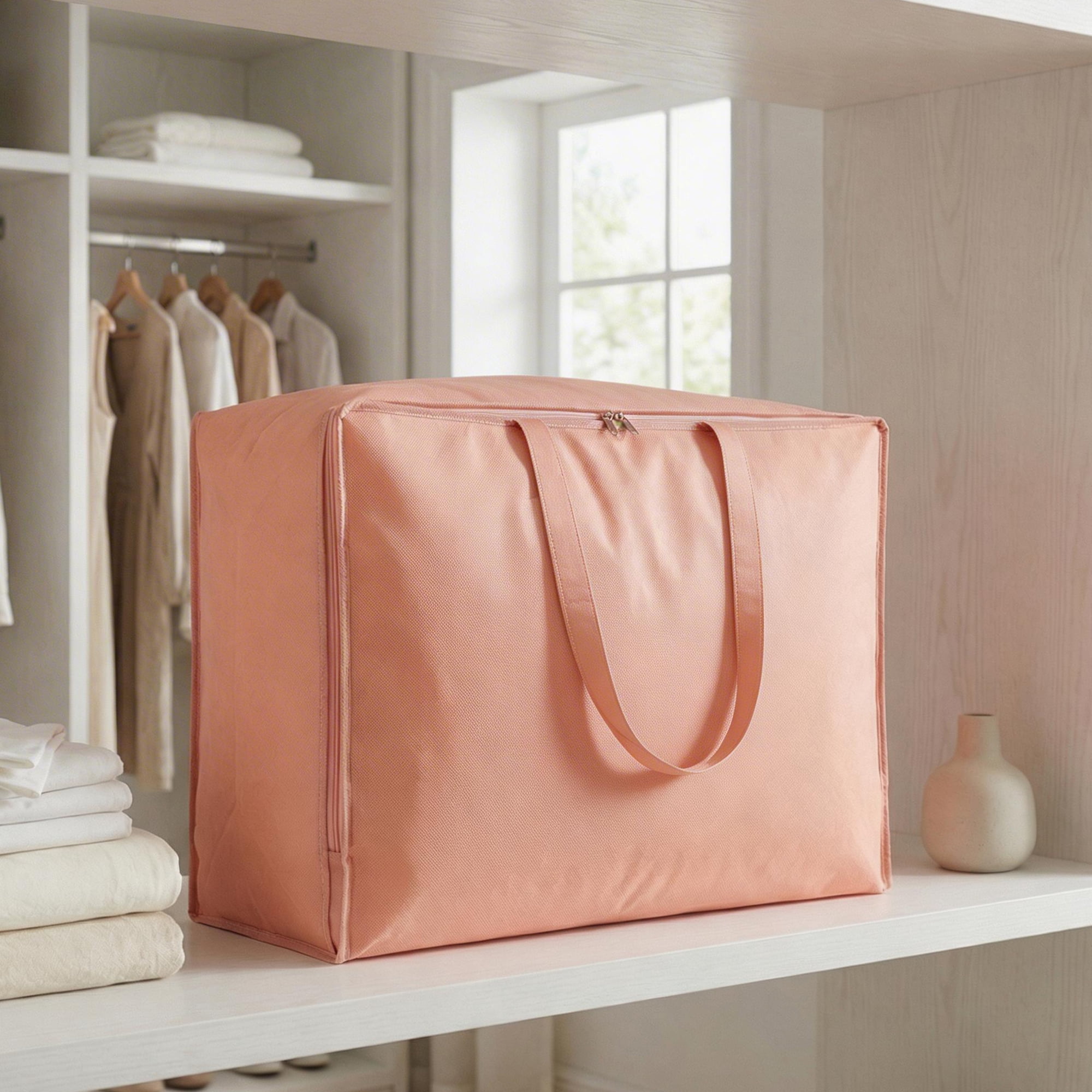 Unique Bargains Clothing Storage Bag Organize Bedroom and Closet Pink 27.6"x19.7"x10.2"