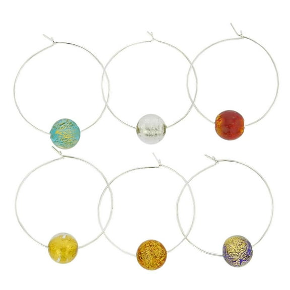 GlassOfVenice Murano Glass Ca D`Oro Wine Glass Charms Set of 6