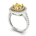 thumbnail image 2 of Clara Pucci 14K White/Yellow Gold Solid Gold YellowMoissanite Halo Anniversary Ring for Women - 1.615 cttw Round Cut, 2 of 8