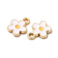 thumbnail image 2 of 100 pc Alloy Enamel Charms Golden Flower Charms White 12.5x10x1.5mm Hole: 1.6mm, 2 of 2