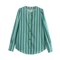 Kaemgyyd Women's Striped Shirt Long Sleeve Tunic Tops Round Neck Button down Blouse Stylish Casual Fall Outfit