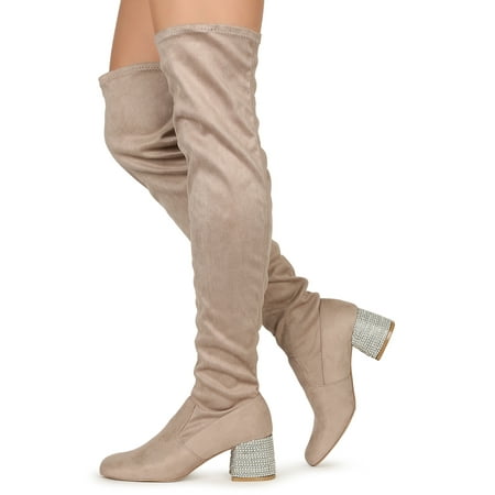over the knee suede block heel boots