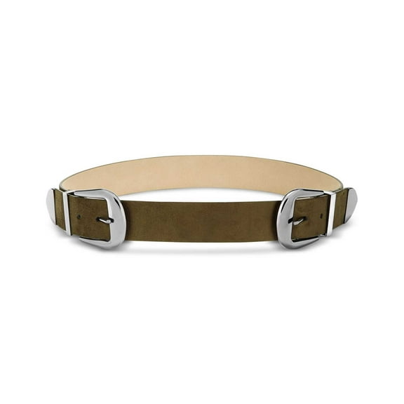 INC International Concepts Womens Clean Double Buckle Faux Suede Belt