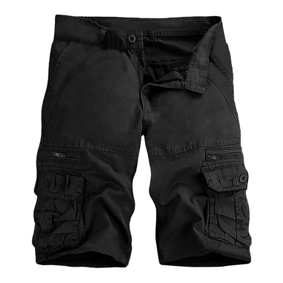 NOLDARES Men's Cargo Shorts Below Knee Length Relaxed Fit Casual with Pockets(Black,36)