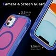 thumbnail image 3 of ELEHOLD for iPhone 11 Case,Compatible with Mag Safe Accessory,Magnetic Heavy Duty Drop Protection Invisible Kickstand Rugged Military-Grade Protective Phone Case ,Blue+Rose, 3 of 7