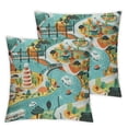thumbnail image 2 of Nawypu Set of 2 Cartoon Throw Pillow Covers,Blue Traffic Road Cushion Covers for Living Room Decor, Room Decor Town Road City Landscape Pillowcases Outdoor Pillow Covers, 2 of 6