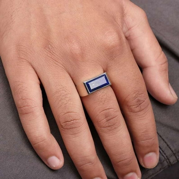 Natural Lapis Lazuli Ring, 925 Sterling Silver Ring, Signet Men's Ring, Promise Ring, Gift For Him