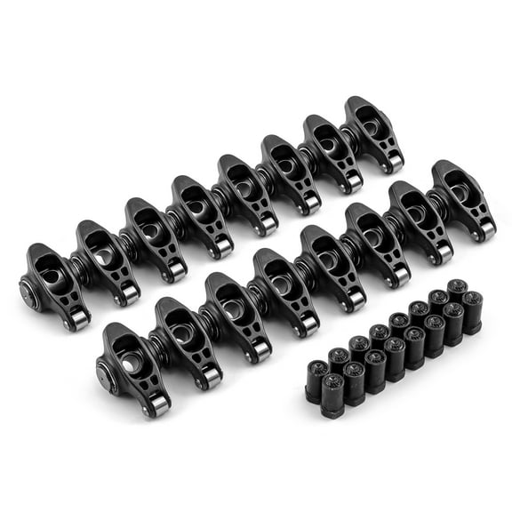 Speedmaster PCE261.1163 Compatible with Chevy SBC 350 1.6 Ratio 7/16" Ultra Black Chromoly Roller Rocker Arms Set