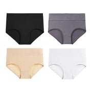 Women Underwear Brief High Waisted Cotton Stretch Soft Full Coverage Panties