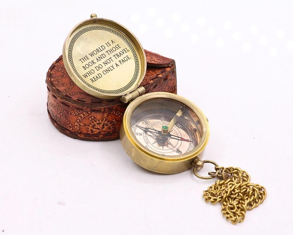 Antique Nautical Vintage Directional Magnetic Compass With Famous Scripture Quotes