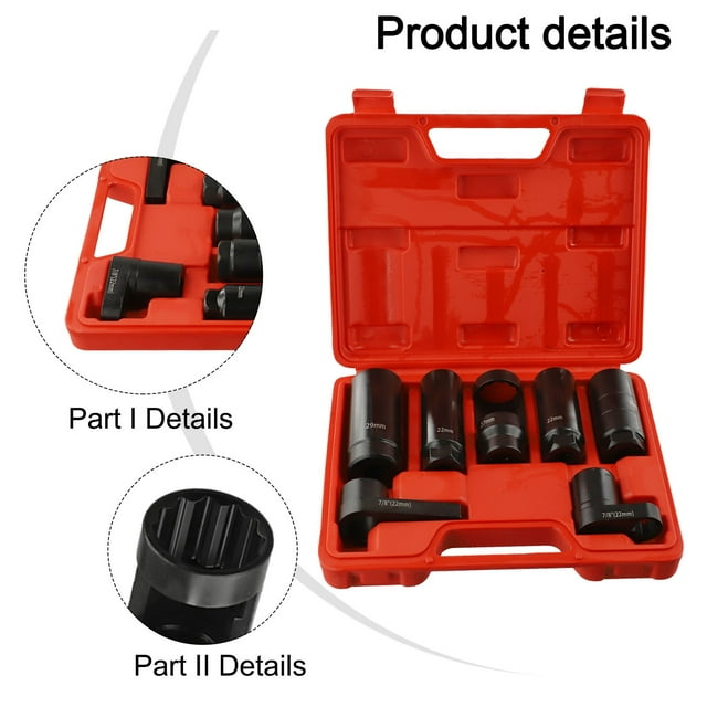 7-Piece Oxygen Sensor Socket Set Sensor Removal Kit for Easy Sensor Replacement