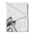thumbnail image 2 of Music Soft Flannel Fleece Blanket, Illustration of a Cowboy Sitting on the Floor and Playing the Guitar Print, Cozy Plush for Indoor and Outdoor Use, 50" x 70", Black and Pale Grey, by Ambesonne, 2 of 5