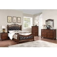 thumbnail image 4 of Traditional 1pc Bed Classic Brown Finish Queen Size Bed Posts Tufted Headboard Antique Carved Design Bedroom Furniture Wooden, 4 of 4