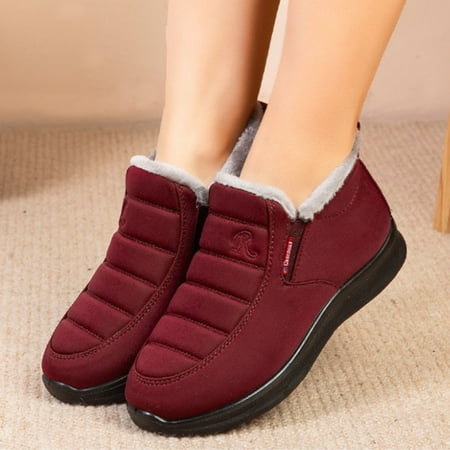 

Womens Boots Warm Short Snow Men Women Velvet Water Couple Flat Winter Boots Women s Boots Wine 8 Boots for Women