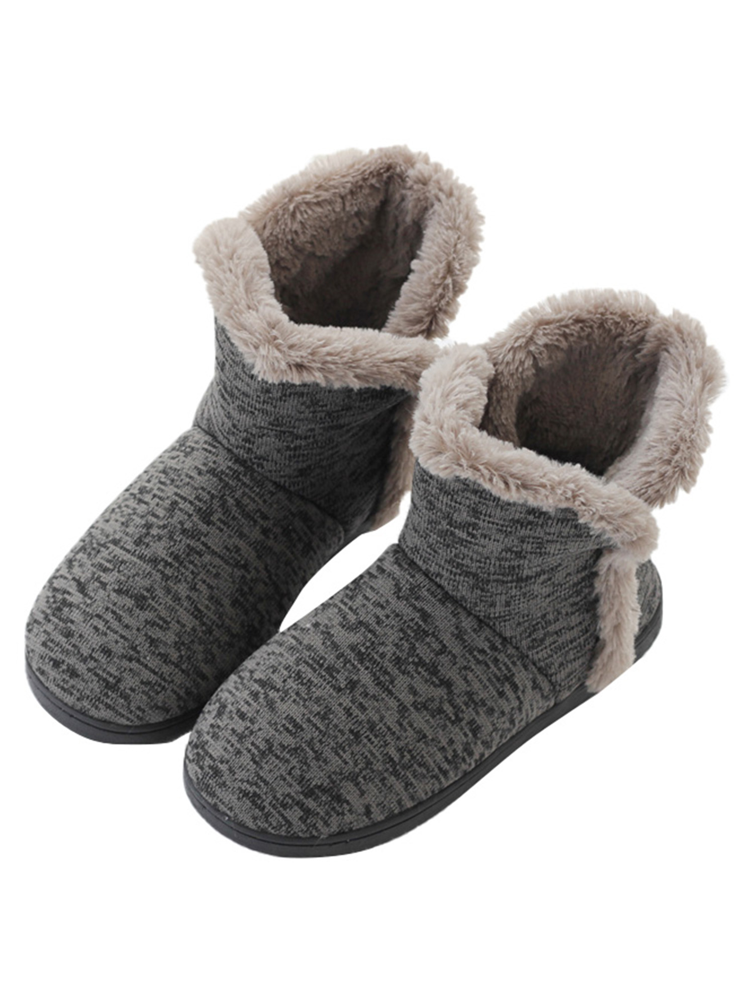 Mens House Shoes Bootie Slippers Winter Boots Plush Slip On Gray WAV4 - image 4 of 4