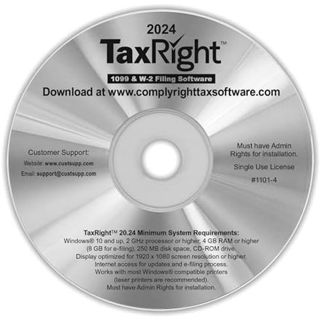 2024 TaxRight Software - W-2 and 1099 Filing for Small Businesses (CD)