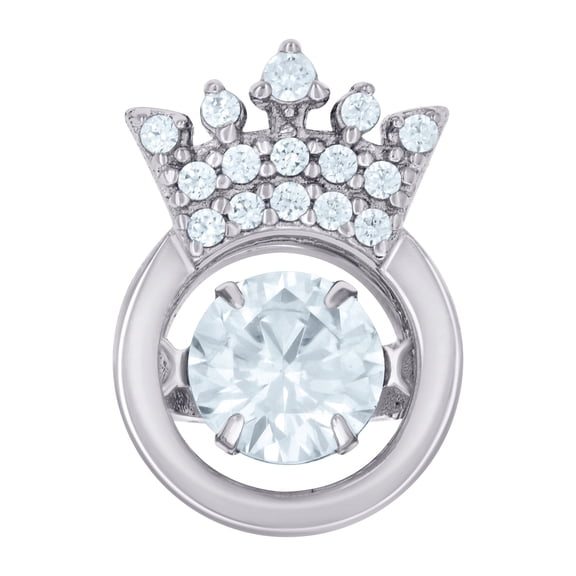 925 Sterling Silver Womens Cubic Zirconia Crown Charm Pendant Necklace 13.4x8.9mm Wide Pendant for Women