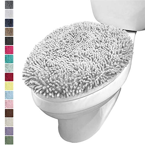 Kangaroo Plush Luxury Chenille Bath Room Toilet Lid Cover 19 5 Inch X 18 Large Size Extra Soft And Absorbent Kids Gy Seat Covers Washable Fits Most Bathroom Lids Gray - Toilet Seat Lid Cover Sizes