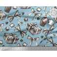 thumbnail image 3 of Soimoi Modal Satin Fabric Ribbons,Gift Box & Wine Bottle Party Print Fabric by Yard 42 Inch Wide, 3 of 3