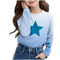 thumbnail image 2 of Posijego Kids Long Sleeve Shirts Star Printed Comfy T-Shirts Cartoon Graphic Tee for Girls Boys Undershirts, 2 of 7