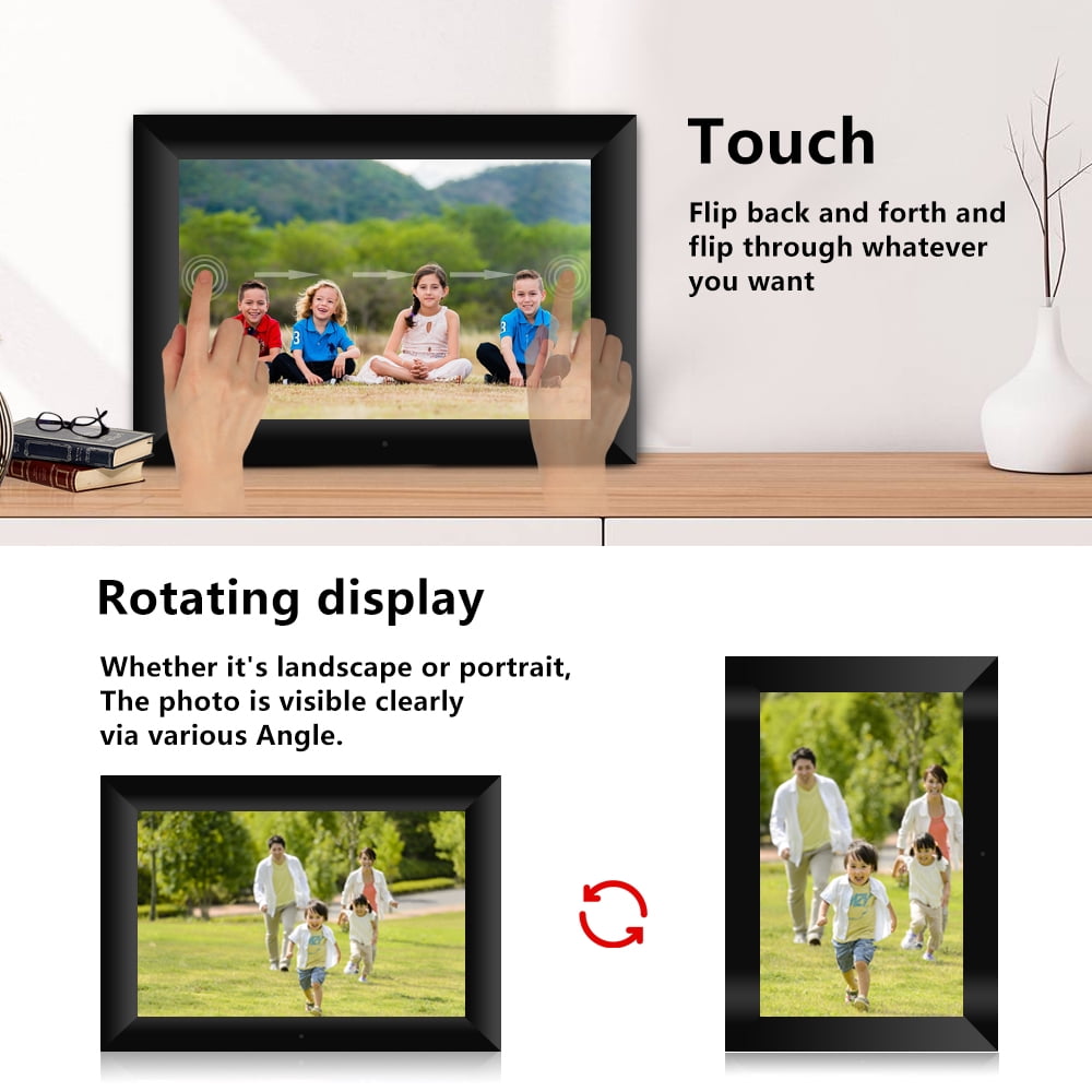 10 Inch 16gb WiFi Digital Photo Frame with 800x1280 Hd IPS Touch Screen Display Black Share Photos and Videos from Your Phone to The Smart Picture Frame 