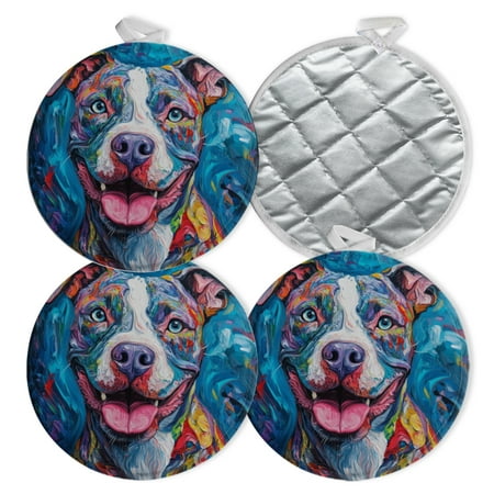 

4 PCS Pot Holders for Kitchen Potholders Sets with Hook for Oven Cooking Baking Color - Exploded Dog In Burst Of Hues