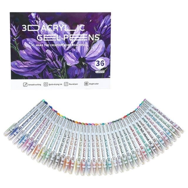 Binwennn 3D Acrylic Pen 1.0 Mm 3D Acrylic Gel Pens Write 2025 New 3D Acrylic Paint Markers Acrylic Pens Paint Pens Glitter Gel Pens Stick For Coloring Writing 1ML Color Ink Pens Server Pens Pens